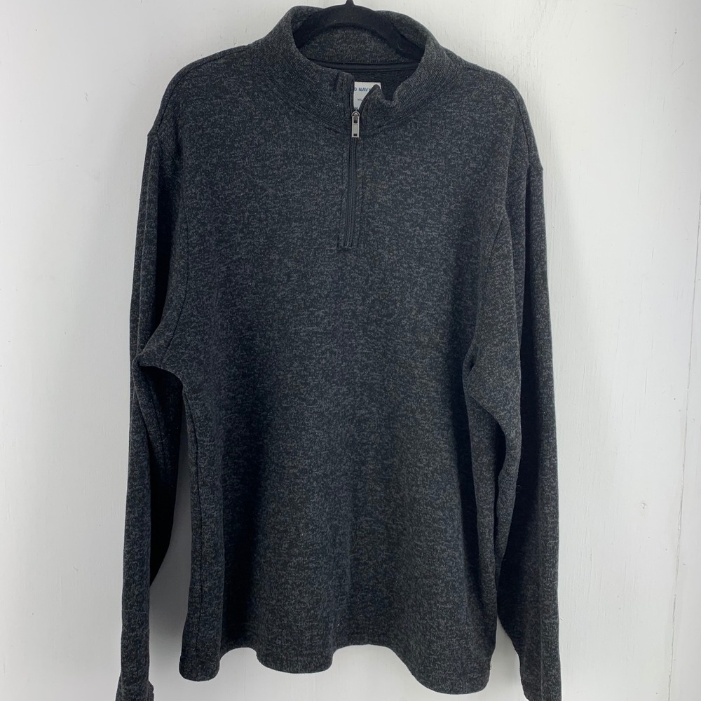 Old Navy Mens XXL Charcoal Gray Heather Marled 1/4 Zip Sweater Pullover Mockneck